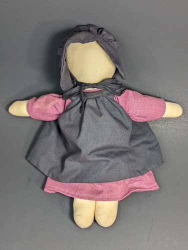 Grembiule tradizionale in tessuto morbido Amish bambola senza viso cofano 11,5" - Foto 2 di 20