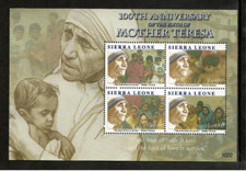 Sierra Leone 2010 - Mother Teresa Birthday - Sheet Of 4 Stamps Scott 3037 - Mnh