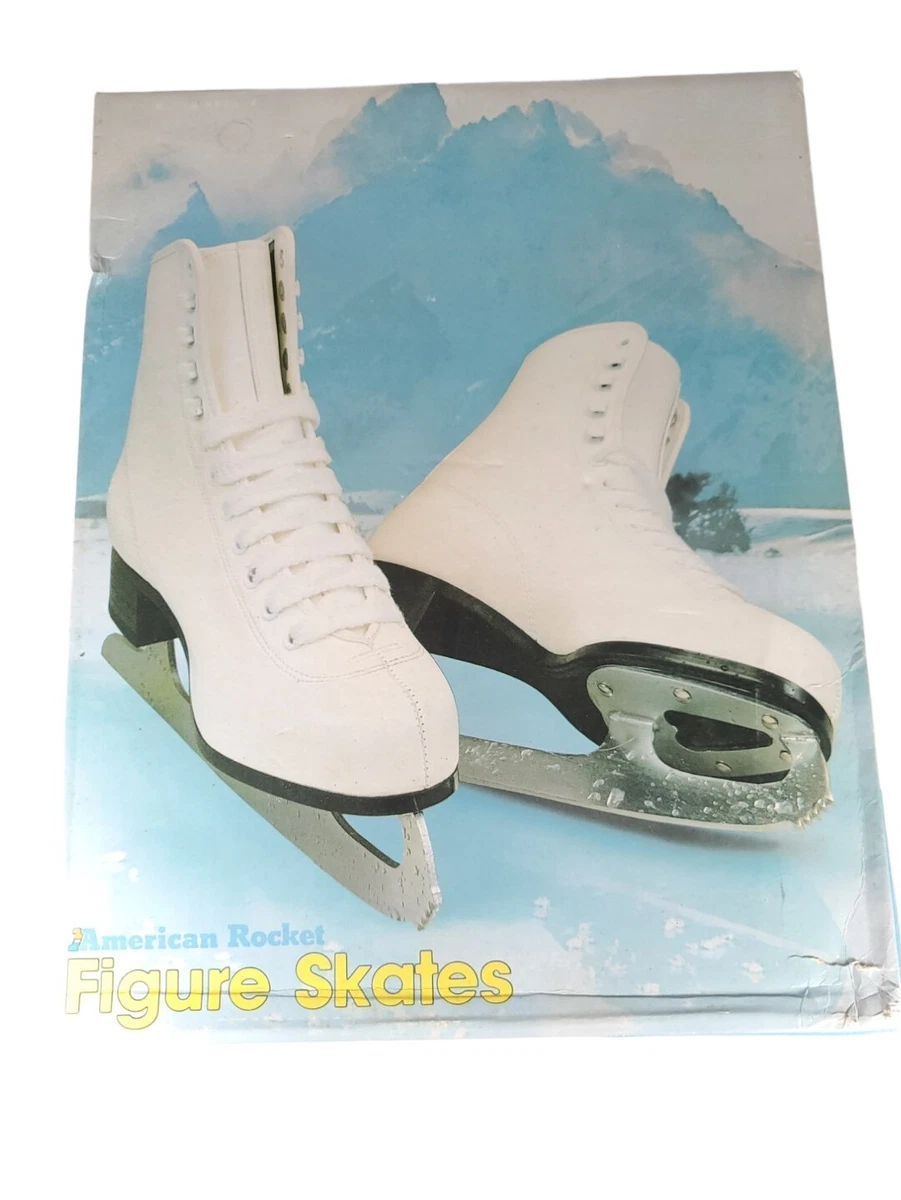 NOS Vintage American Rocket Ladies White Figure Skates Size 10 NWT