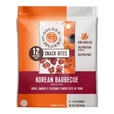Golden Island Pork Snack Bites, Korean BBQ Flavor, 12 Pack, 1.5 oz – Savory