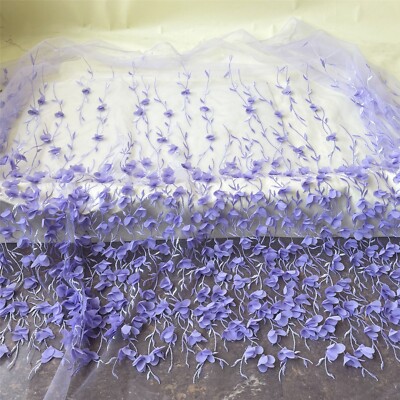 Violett Abend Tanz Kleid Kostüm Spitze Tüll Blumen Stickerei Kleid Stoff 1Y