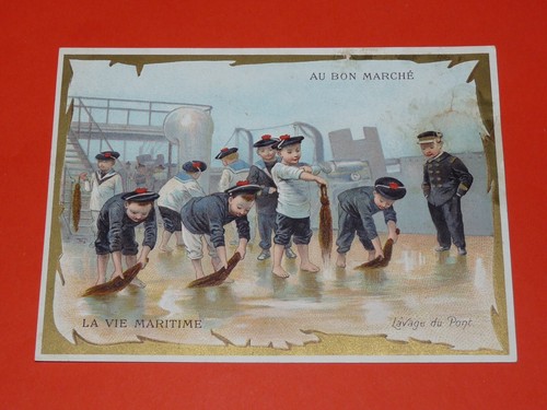 CHROMO AU BON MARCHE BOUCICAUT PARIS 1897 A LA CAMPAGNE UN DUO