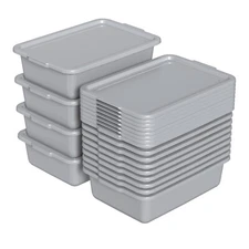 Cand 13 L Commercial Bus Tubs w/ Lid, Plastic Storage Utility Bus Tote, 12-Packs