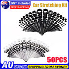 <!--F#f_0-->50x O-Ring Ear Gauge Stretching Kit Surgical Steel Tunnel Acrylic Taper Plug Set<!--F/-->