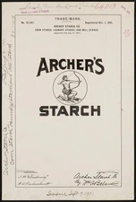 Archer Starch Co. Archers brand Corn Starch, Laundry Starch, Mill Starch