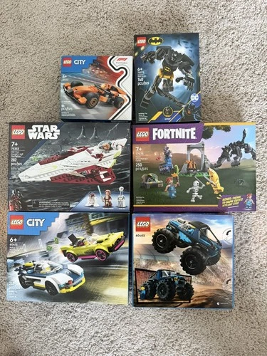 Lot of 6 lego sets batman, star wars, monster truck, fortnite, city NEW sealed