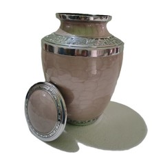 Light Pink Metal Urn Human Ashes Adult Cremation Urns in Velvet Bag 10" us