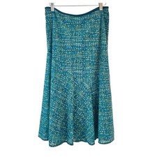 Vintage 90s Y2K Teal Patterned Mesh Layered Midi Skirt M Fairy Flowy