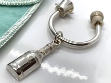 Vintage Tiffany & Co. Wine Champagne Bottle Silver Key Ring Keyring Very RARE 