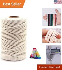 Eco-Friendly Beige Macrame Cord - 5mm x 110 Yards for All Your Crafting Needs