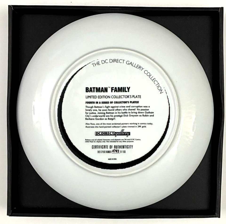 Batman Family Edición Limitada (0792/1500) Placa de Coleccionista DC Direct Gallery 2005 - Casi Nuevo Foto 2 de 4
