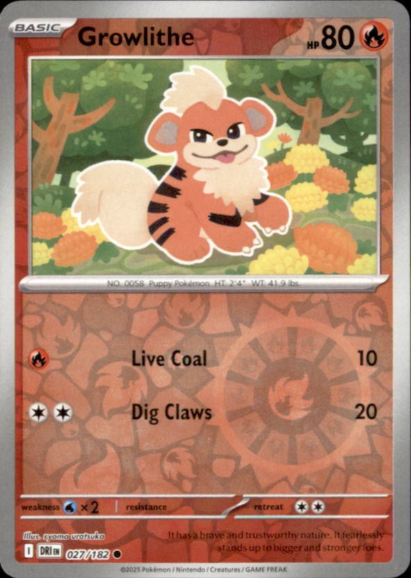 Pokemon Growlithe 27/182 Destined Rivals Reverse Holo 4 Card Lot