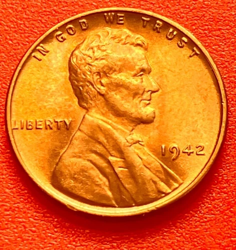 1942-P Lincoln Wheat Cent Penny GEM RED BU From an Original Bank Roll