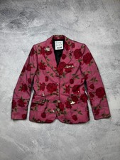 Vintage 90s Moschino Cheap And Chic Pink Rose Sequin 44 Blazer Jacket Floral