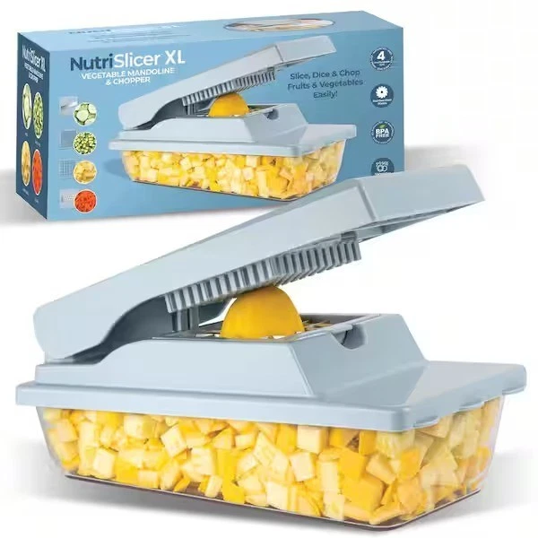 Nutri Slicer XL 4-in-1 Portable Handheld Kitchen Slicer w/ Storage, Pastel Blue