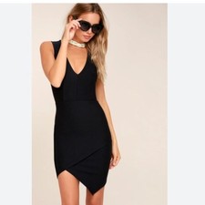 Lulus Be Me Black Sleeveless Bodycon Black Dress Size M