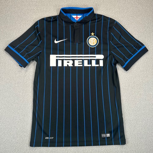 Nike Inter Milan 2014-15 Home Jersey Mens Small Black Blue Pinstripe 611062-011