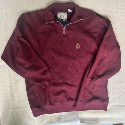 Bugle Boy Men's Burgundy 1/4 Zip Pullover Sweatshirt