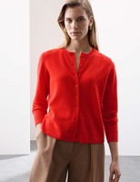 M&S - Autograph Womens Cashmere Button Long Sleeve Cardigan in Tomato