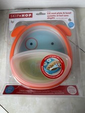 New Skip Hop Zoo Smart Serve Plate  Bowl Orange Blue Dog