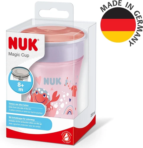 NUK Magic Cup cup 8+ months 230 ml leak-proof 360° drink edge BPA free pink, Cra - Foto 5 di 7