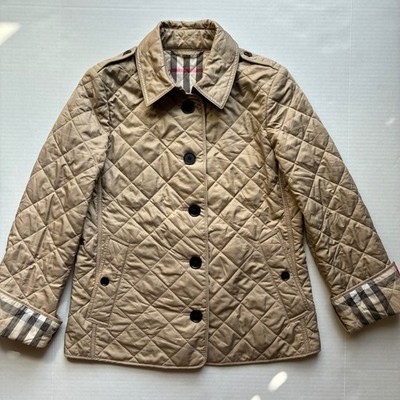 Burberry London Quilted Jacket Women s Sz Medium Button Diamond Checkered 