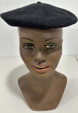 Vintage BASQUE Black 100 Wool Beret Hat Imported from France Men's Size S-M