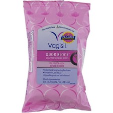 2 Pack Vagisil Odor Block Personal Wipes, Spearmint, 20 Ct