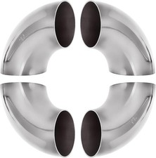 4 Pack 304 Stainless Steel Mandrel Bend Elbow, 90 Degree Exhaust Elbow Pipe, 2.5