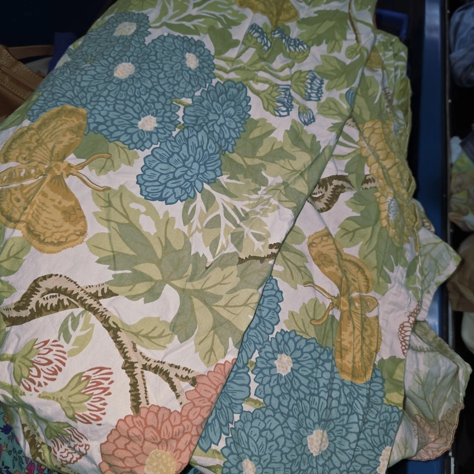 Funda nórdica boho floral mariposa verde melocotón crema POTTERY BARN KING MUM GARDEN Foto 2 de 4