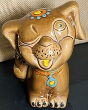 Tirelire vintage en céramique pour chiot chien pièce fabriquée en Italie figurine peinte à la main excellent état