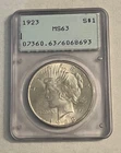 1923 Silver $1 Peace Dollar - Rattler - PCGS MS 63