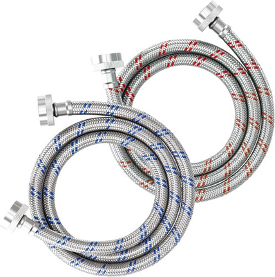#ad 4 FT Washing Machine Hoses 2 Pack Premium Stainless Steel Washer Hose Explosio $22.97