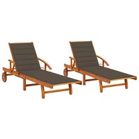 Sonnenliegen 2 StüCk Mit Auflagen Massivholz Akazie GartenmöBel Outdoor