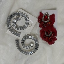 Girls Silver Red Rhinestone Bow Decorative Hair Clips Set for Party