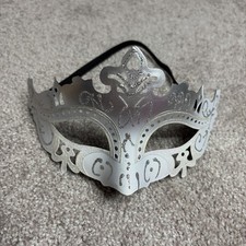 Venetian Eye Mask White Silver Notch Mardi Gras Halloween Prom Costume Party