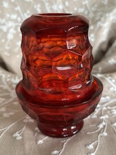 Vintage Glass Fairy Lamp Light Red Hexagon Shape EUC (19)