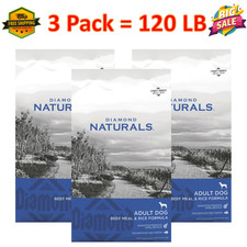 120LB/ 3 Pack Diamond Naturals Adult Dry Dog Food - Beef Meal Rice Formula