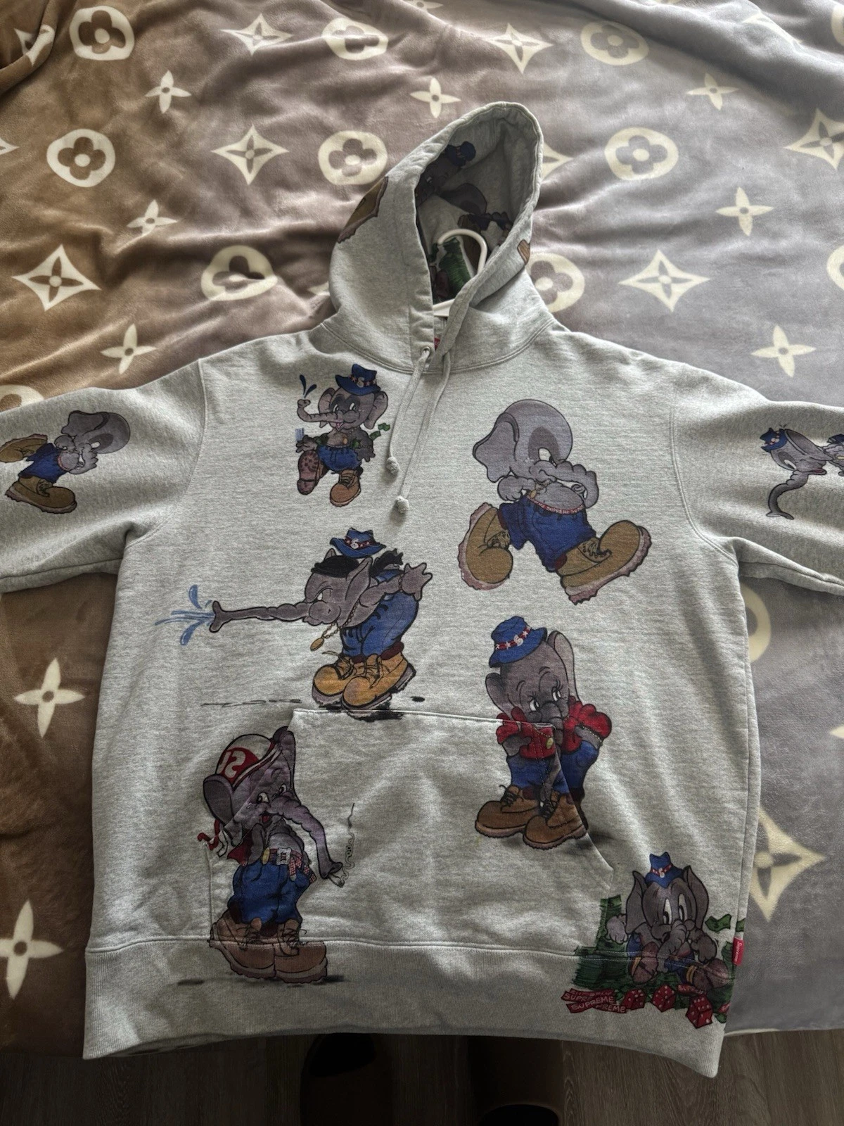 Felpa con cappuccio Supreme Elephant grigio medio