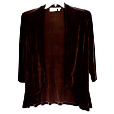 Chico's Traveler Open Front Cardigan Black 3/4 Slv Slinky Knit  Size 1 8-10 