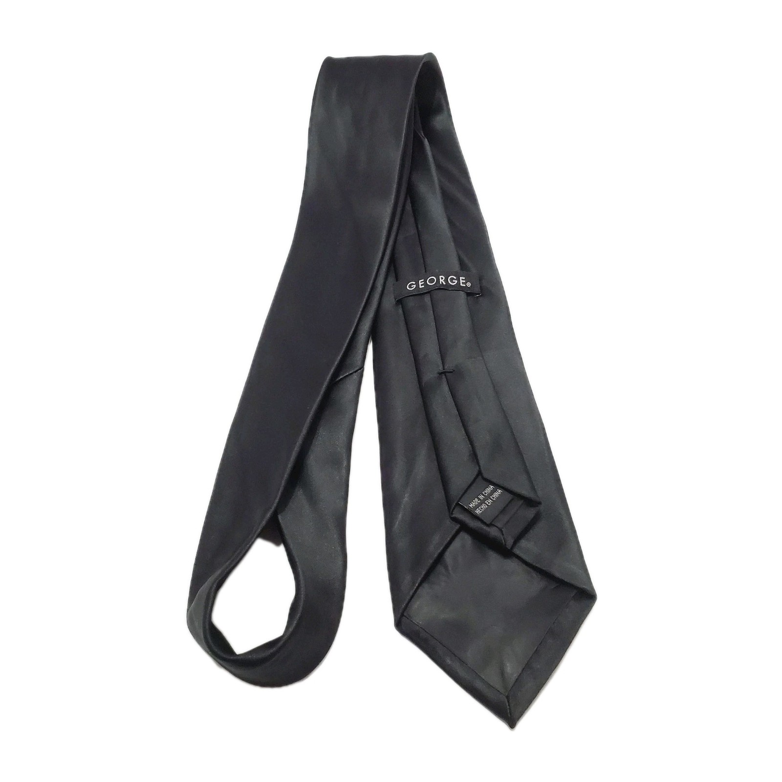 George Necktie Solid Black Pattern Men's Neck Tie… - image 5