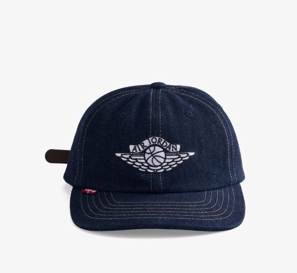 Air Jordan ×LEVI'S デニムキャップ リーバイス　ジョーダン Levi's x Jordan Denim Cap Rigid Rinse Blue Red Tab Wings Logo Hat