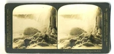 Stereoview Below Horseshoe Falls Winter Niagara Falls New York Canada