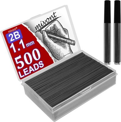 500 X 1.1mm 2B Mechanical Pencil Refill Plastic 500 Count (Pack of 1), Black 