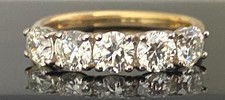 18ct Gold 1.54ct Diamond Eternity Wedding Ring Natural Diamonds 5 Stones Vintage