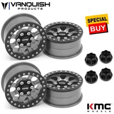Vanquish 1.9 Aluminum KMC KM237 Riot Beadlock Grey Wheels (4) w/ Black Hubs (4)