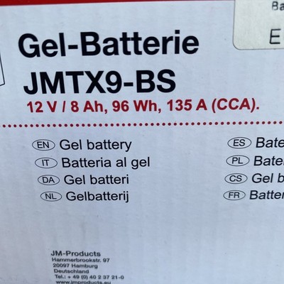 JMT Gel Batterie YTX9-BS 12 V 8 Ah 135 A 151 x 87 x 105 mm