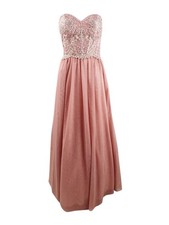 Blondie Nites Juniors' Strapless Mesh Gown (11, Rose) 749709868725