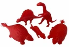 LOT of 5 Vintage MPC Nabisco Marx RED Plastic Prehistoric Dinosaur Figures