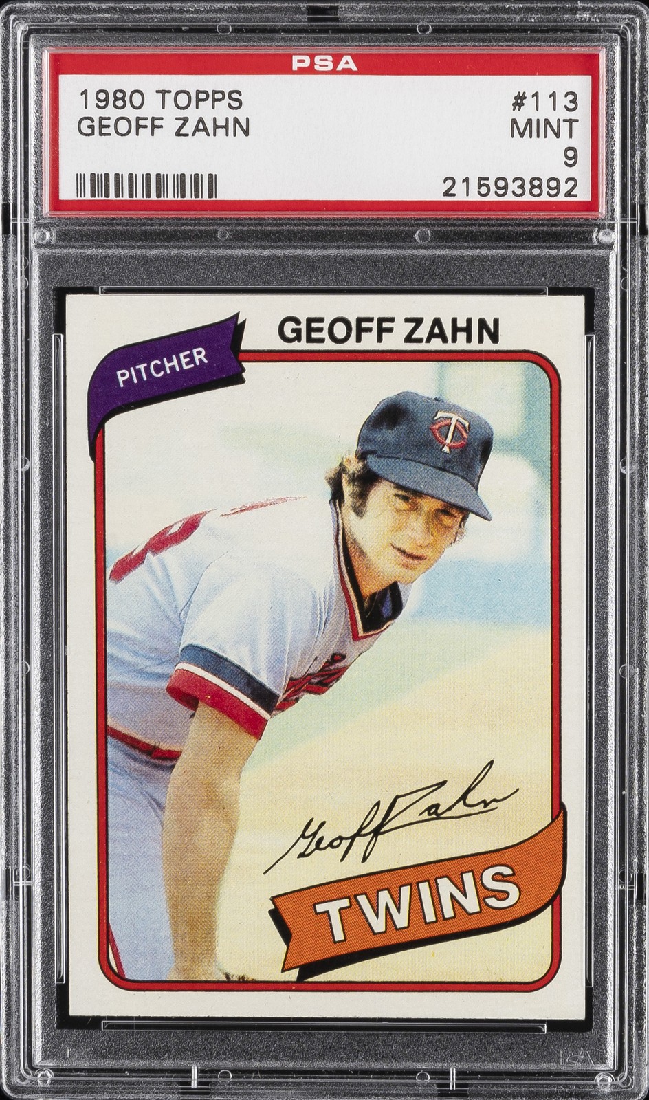 1980 TOPPS #113 GEOFF ZAHN PSA 9